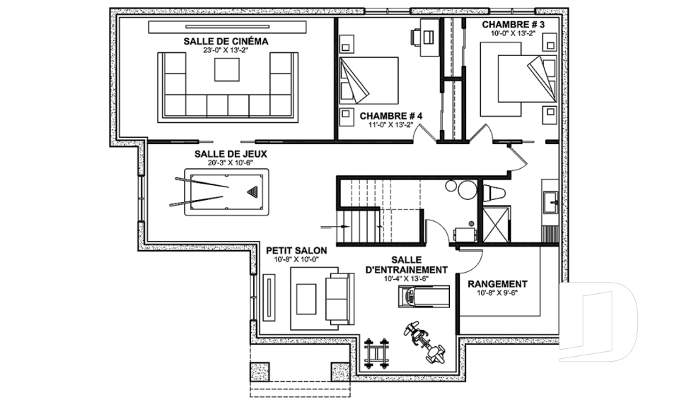 Sous-sol aménagé (Optionel $) -  - Hubert