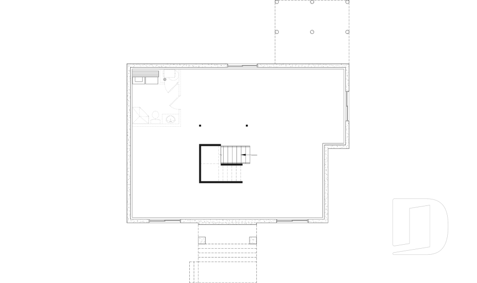 Sous-sol aménageable - Plan de maison plain-pied Farmhouse, chambre parents au rez-de-chaussée, s-sol aménagé optionnel ($) - Ripley 3