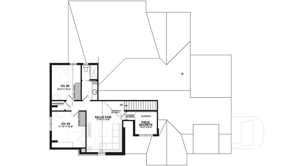 Étage - Maison style Moderne Français sur dalle proposant garage, 3 à 4 chambres, aire ouverte, vestiaire et plus! - Gable House